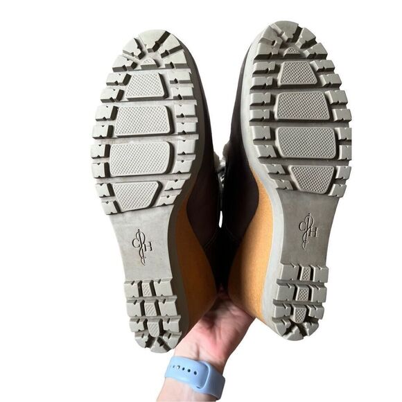 Cole Haan Platform Gray Suede Leather Ankle Wedge Boots size 8.5 - Picture 4 of 11